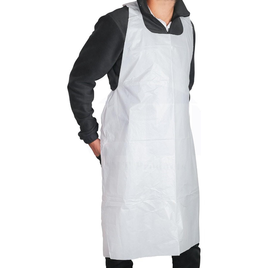 X Medical Lab - Disposable White Plastic Poly Apron 46