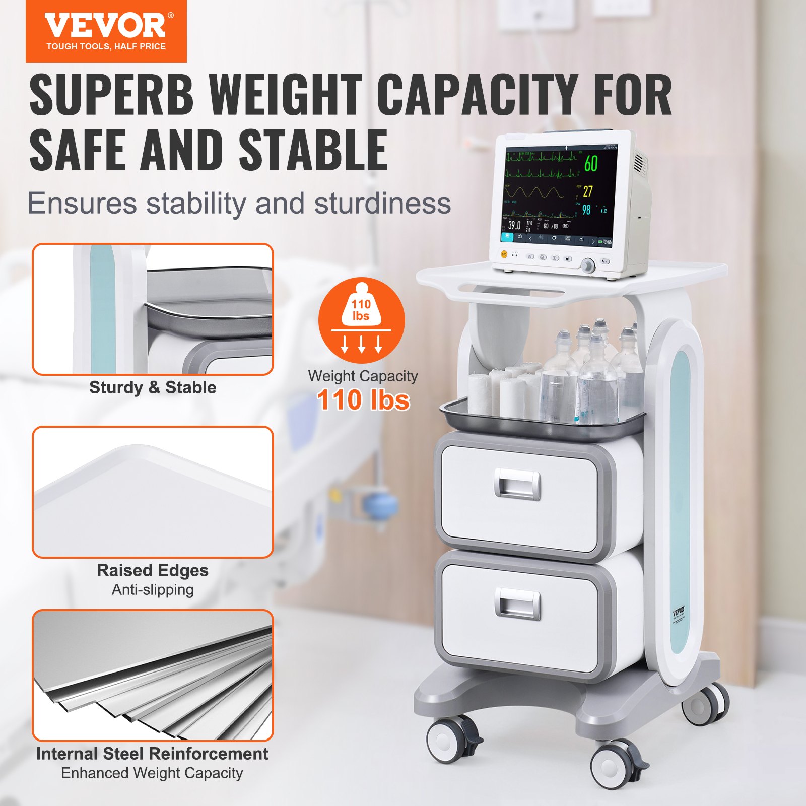 3 Tiers Lab Carts Mobile Medic - Medical Laboratories reseña y precio