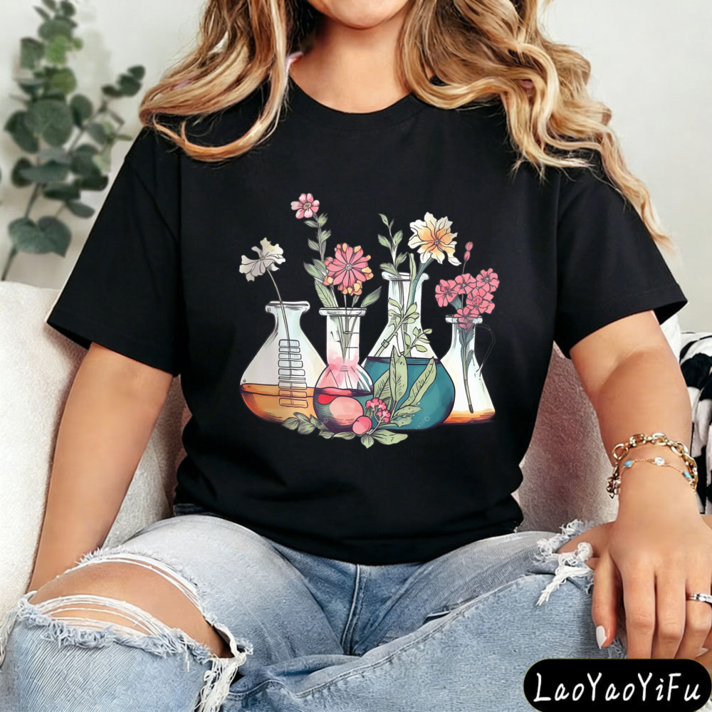 Floral Beakers Chemistry Lab S - Medical Lab Technician reseña y precio